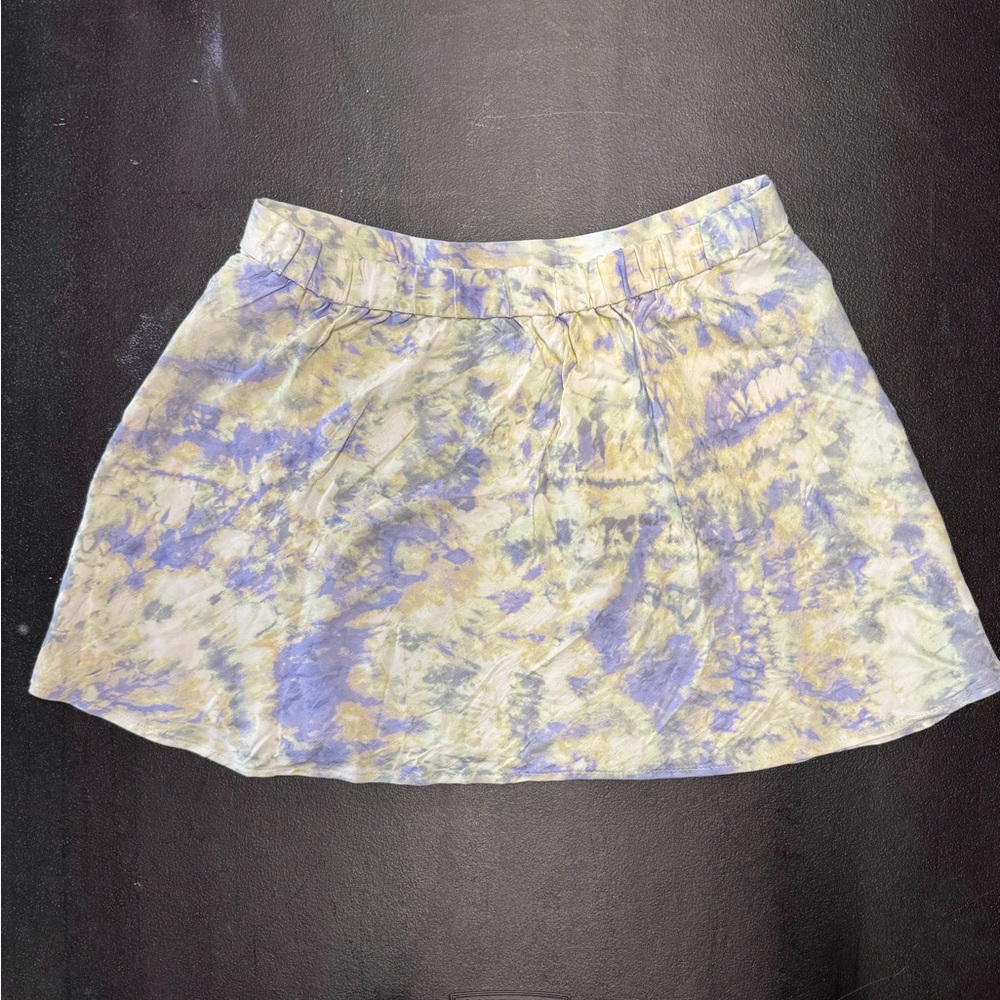 Zara A-Line Tie-Dye Skirt in Purple and Cream